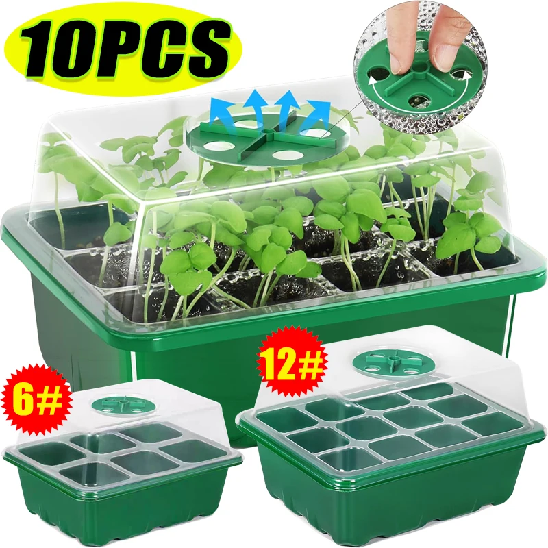 Humidity Dome Kit - 6/12-delige kweekbakjes zaadstartset met verstelbare vochtigheidsdome,
