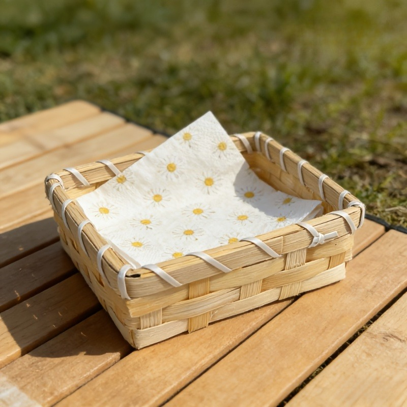 Agar Tissue Culture - Handgeweven bamboe servetmand, natuurlijke houten opbergdoos