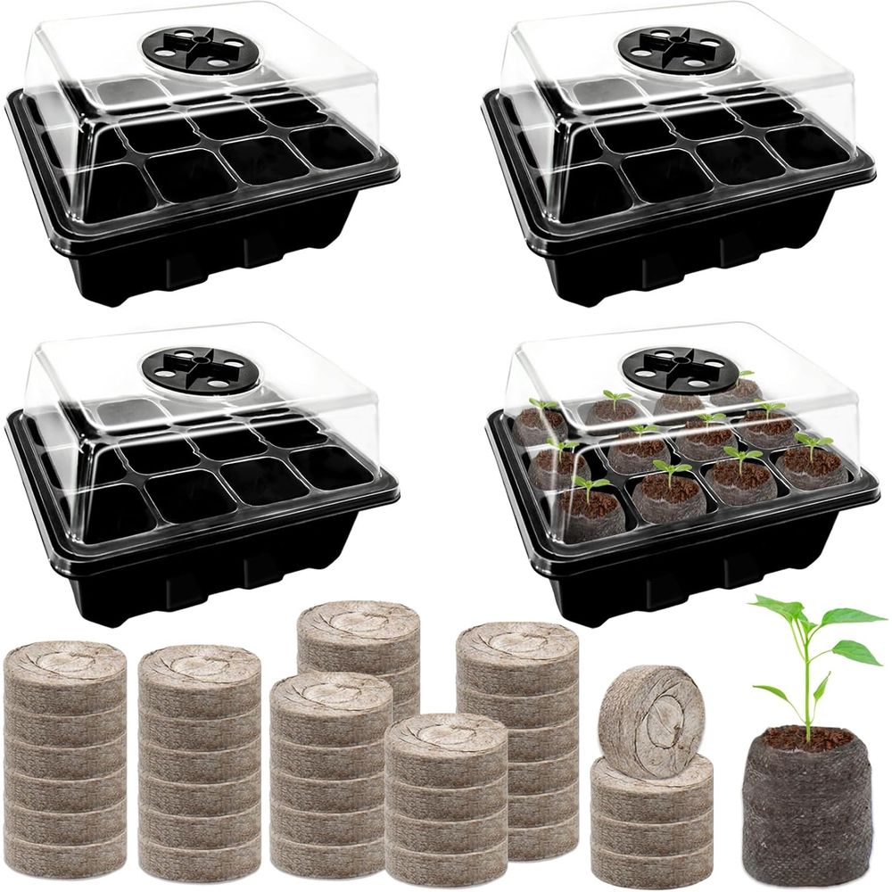 Peat Pellet Tray - 4-pack zaaitray met 50 stuks turfpellets,
