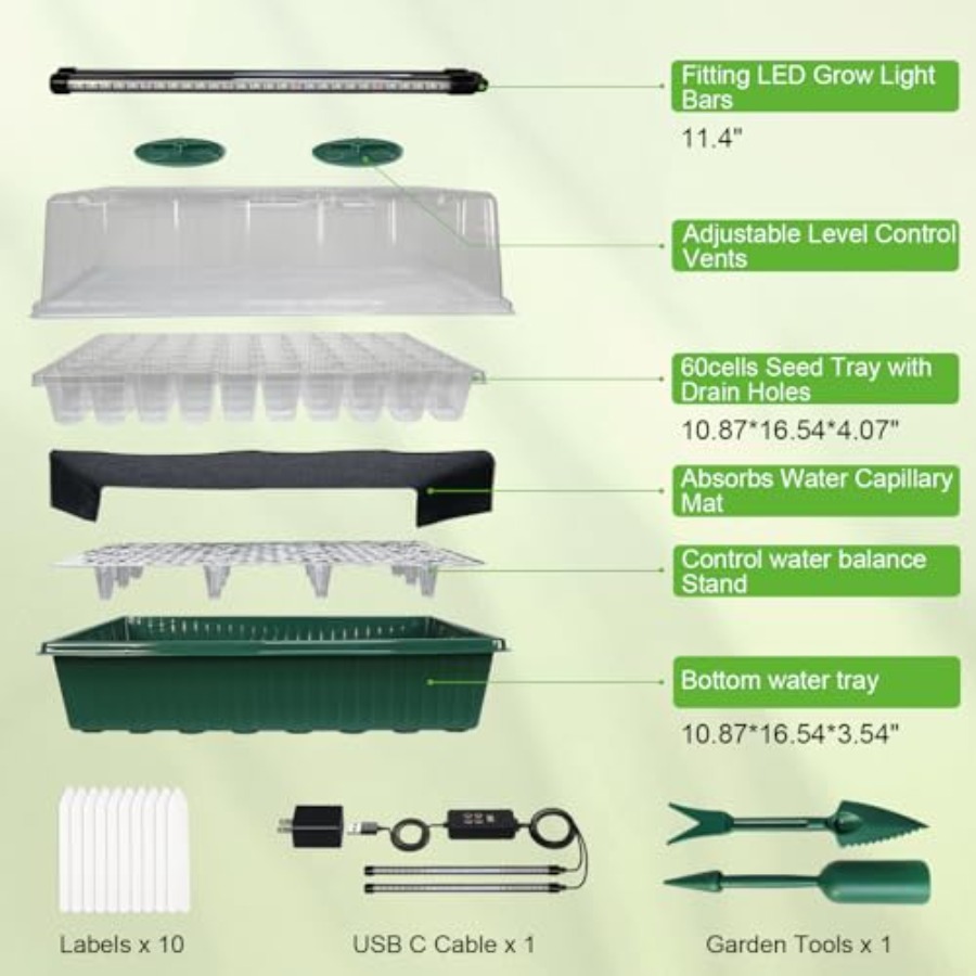 Zaaitray met groeilamp 60-cell - Humidity Dome Kit recensie en prijs