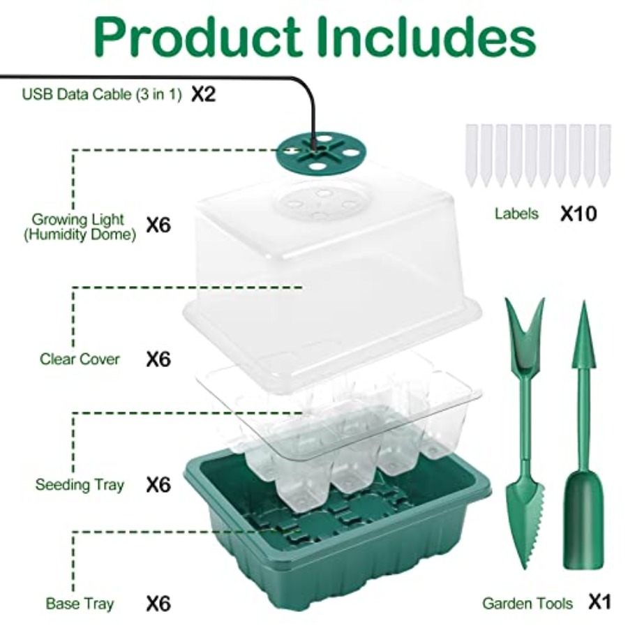 Zaaitray met licht, 6-delige z - Humidity Dome Kit recensie en prijs